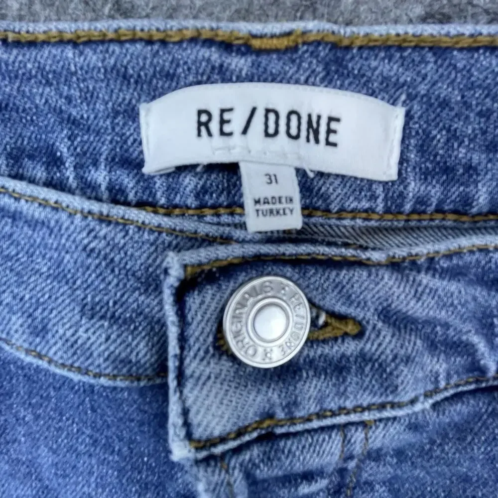 Re/Done Jeans Womens 31 Blue 90s High‎ Rise Ankle Crop